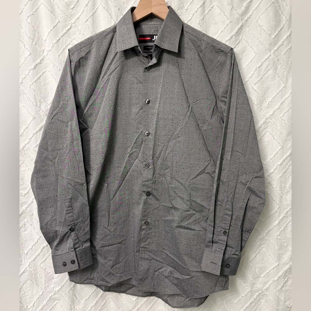 JF J.Ferrar Charcoal Patterned Slim Fit Shirt